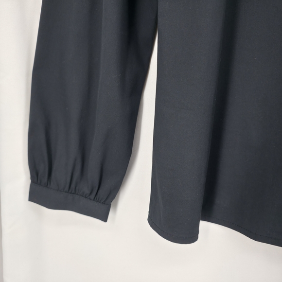 J. McLaughlin Elodie Blouse Black Size M NWT $158 Mock Neck Top Quiet Luxury - Picture 8 of 16